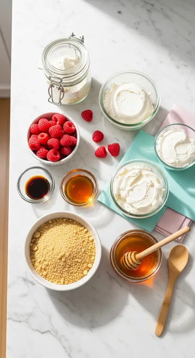 Raspberry Cheesecake in a Glass - ingredients preparation